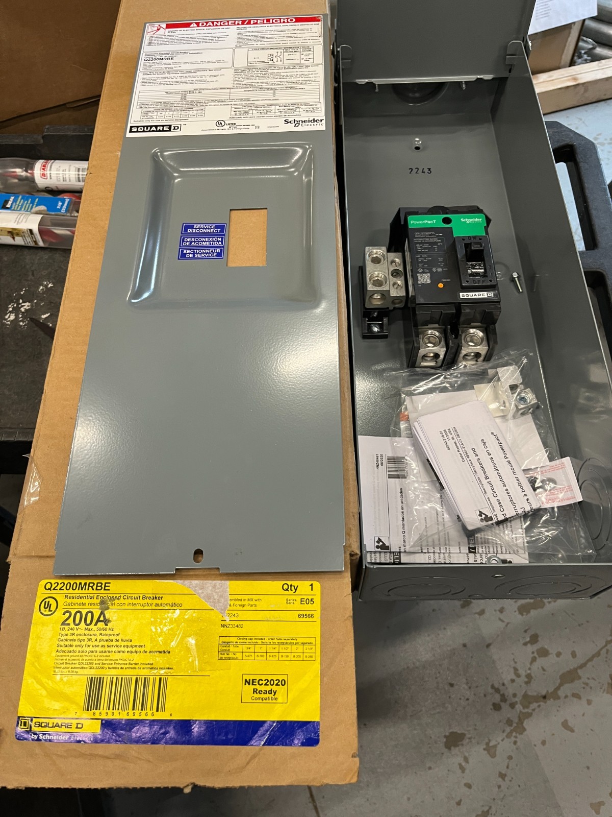 SQUARE D #Q2200MRBE 3R 2-POLE 200A ENCLOSED CIRCUIT BREAKER
