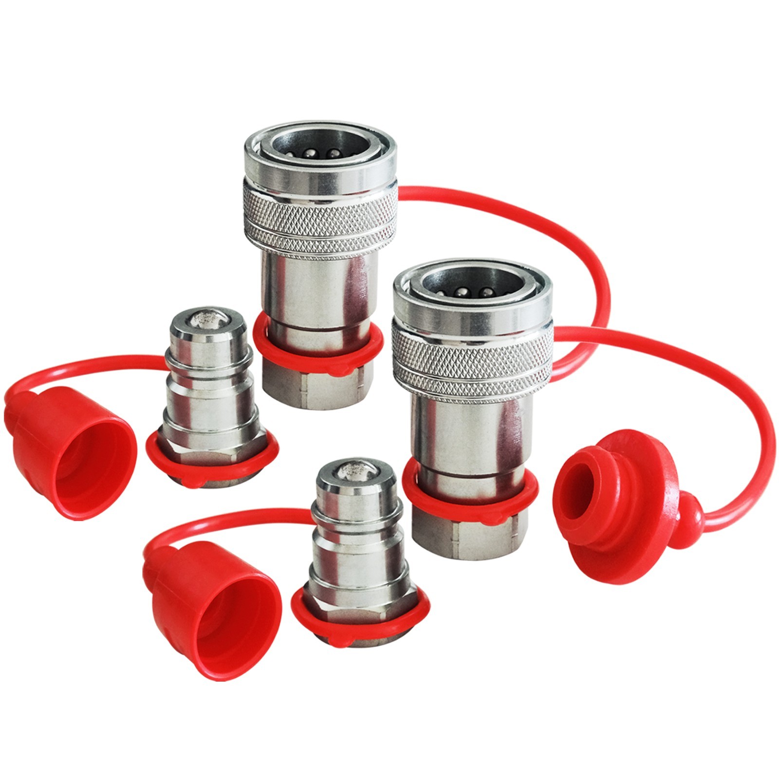 1/2″ Ag Hydraulic ISO 5675 Quick Connect Tractor Couplers with Dust Cap – 4 SET