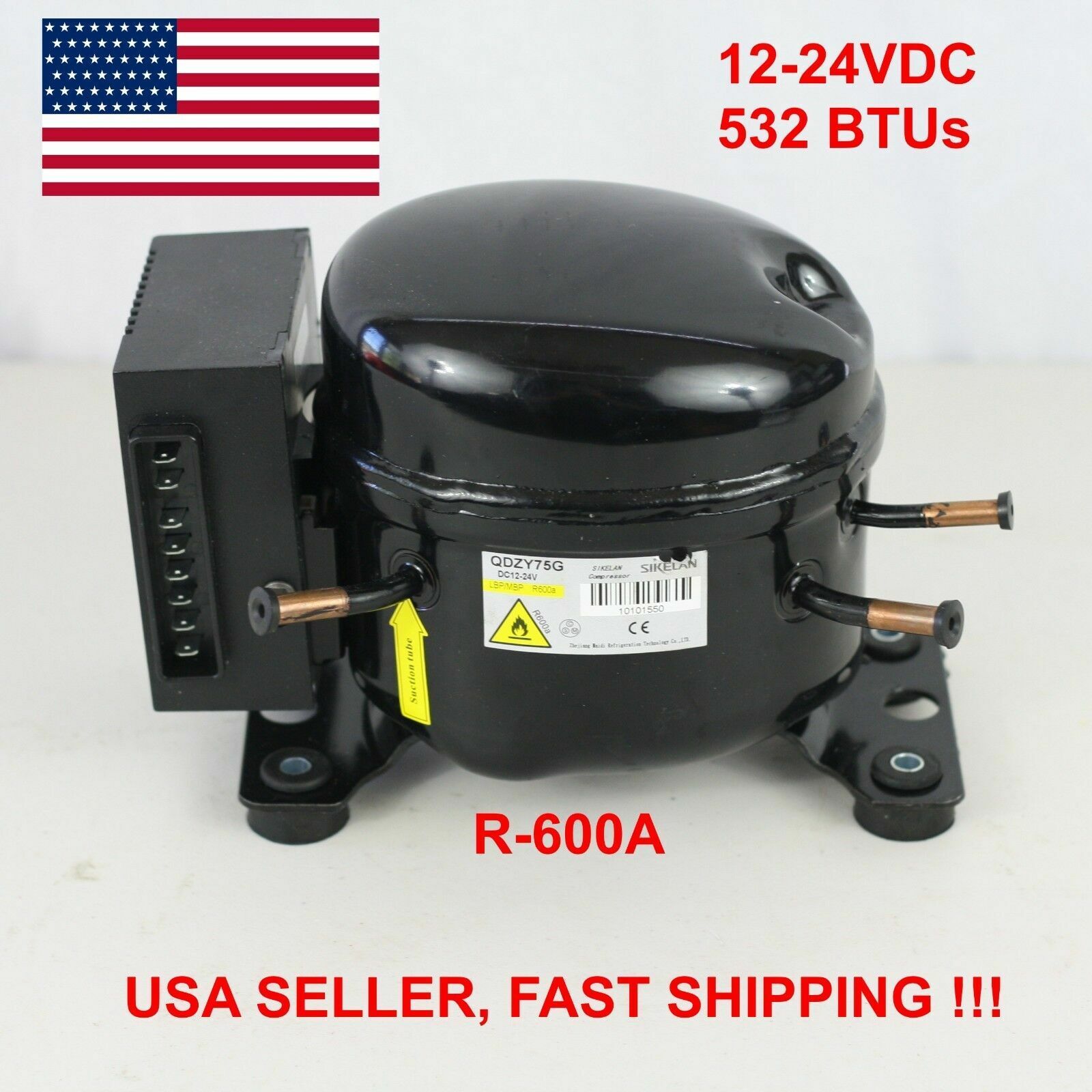12V 24V DC Refrigeration Compressor Fridge Freezer Mobile Solar QDZY75G R600a
