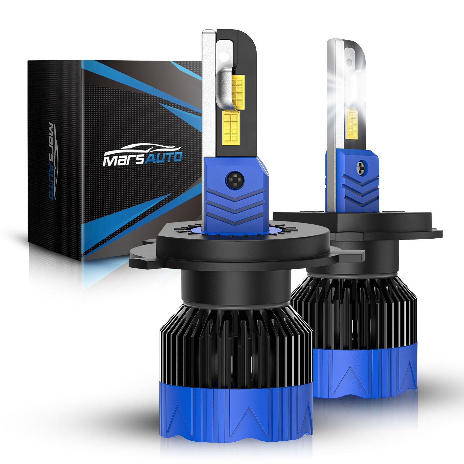 Marsauto H4/9003 Light Bulbs 50000Lm Brightness 11 Mini Size 6500K Cool White