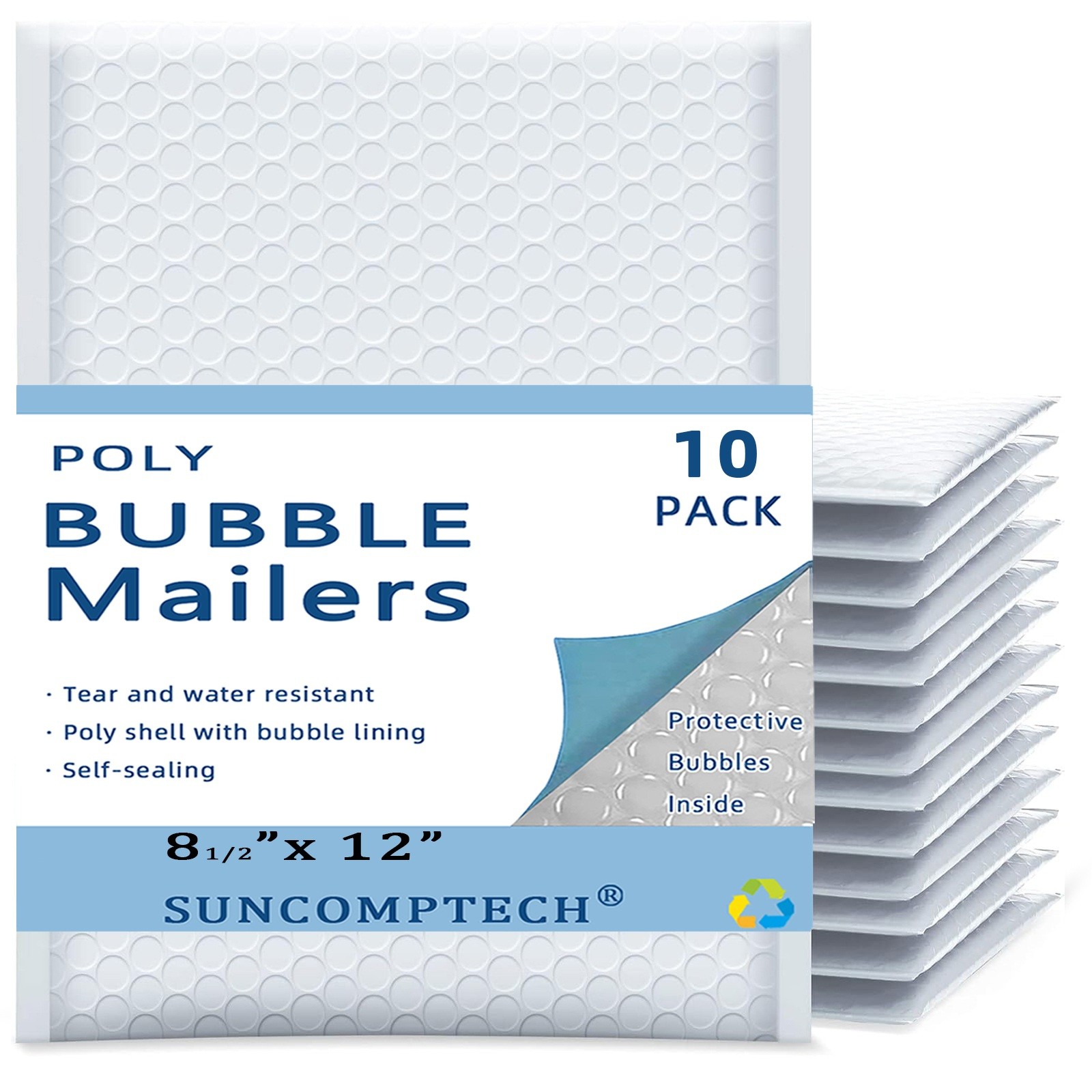 #2 8.5×12 8.5×11 Poly Bubble Mailer Padded Envelope Shipping Bag White 10-1000