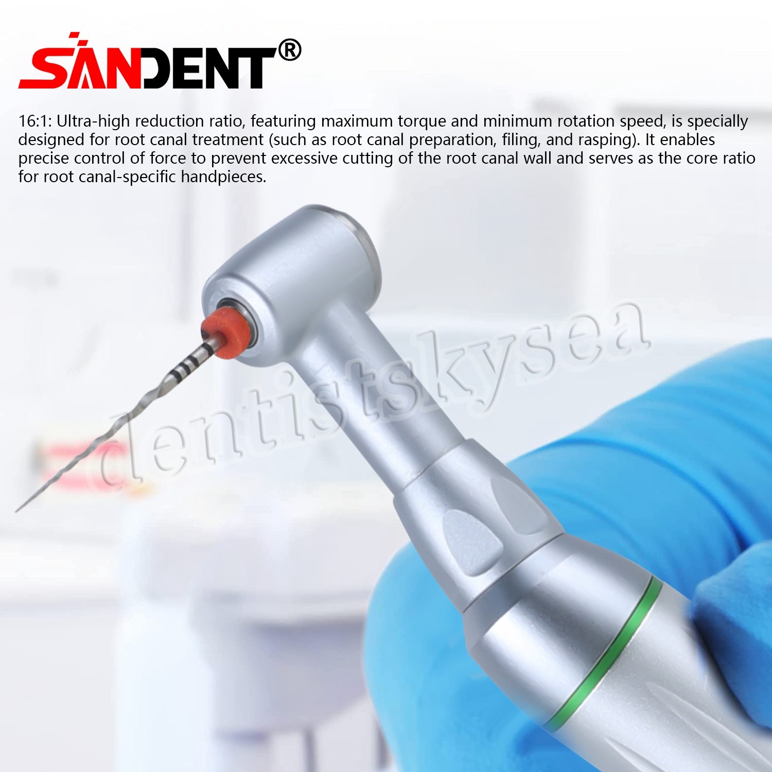 1-10 Dental 16:1 Reduction Endo Contra Angle Handpiece Push Button fit