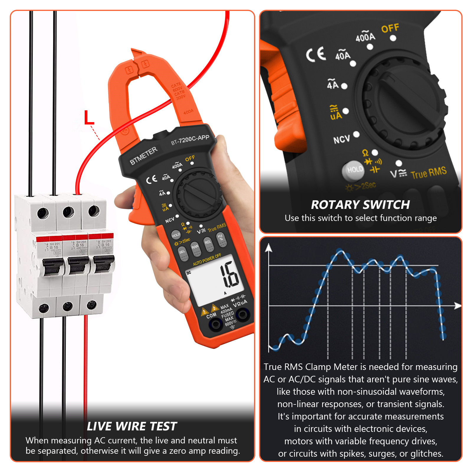 Digital Clamp Meter AC dc current Multimeter TRMS AMP Voltmeter Bluetooth Ohm