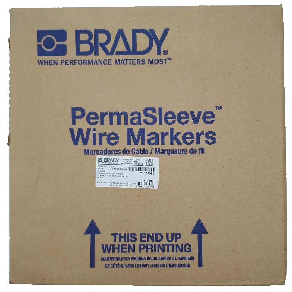 Brady 2HX-1500-2-BK PermaSleeve Wire Marking Sleeves 1.50″ 1.969″ Polyolefin