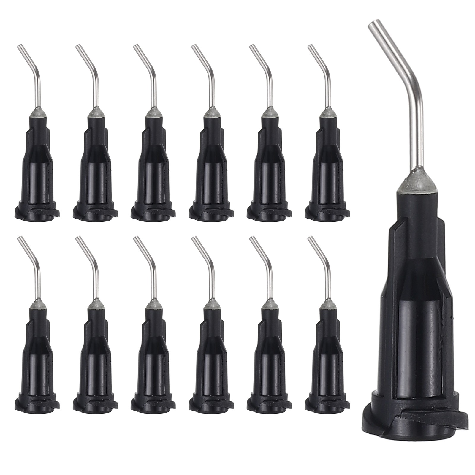 25Pcs 0.5Inch 19Ga 45° Angled Dispensing Needles, Black