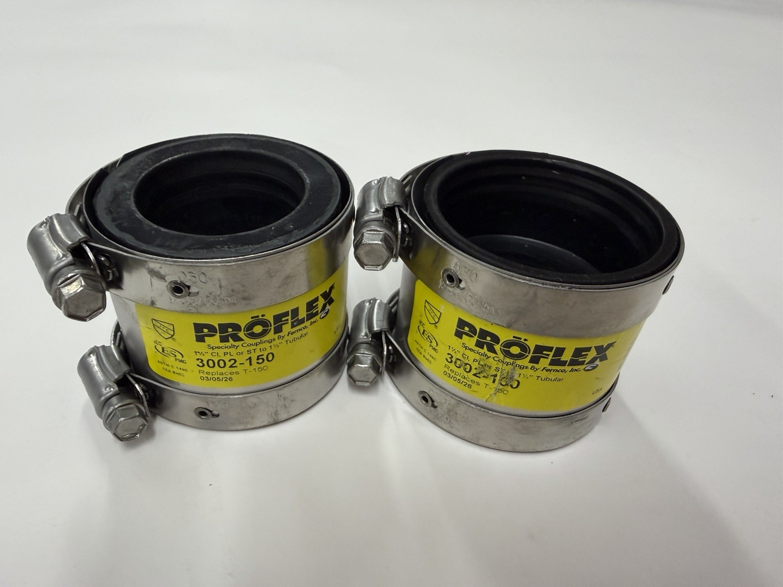2 Fernco Proflex 3002-150 1-1/2″ CI, OK or ST to 1-1/2″ Tubular Pipe Couplings