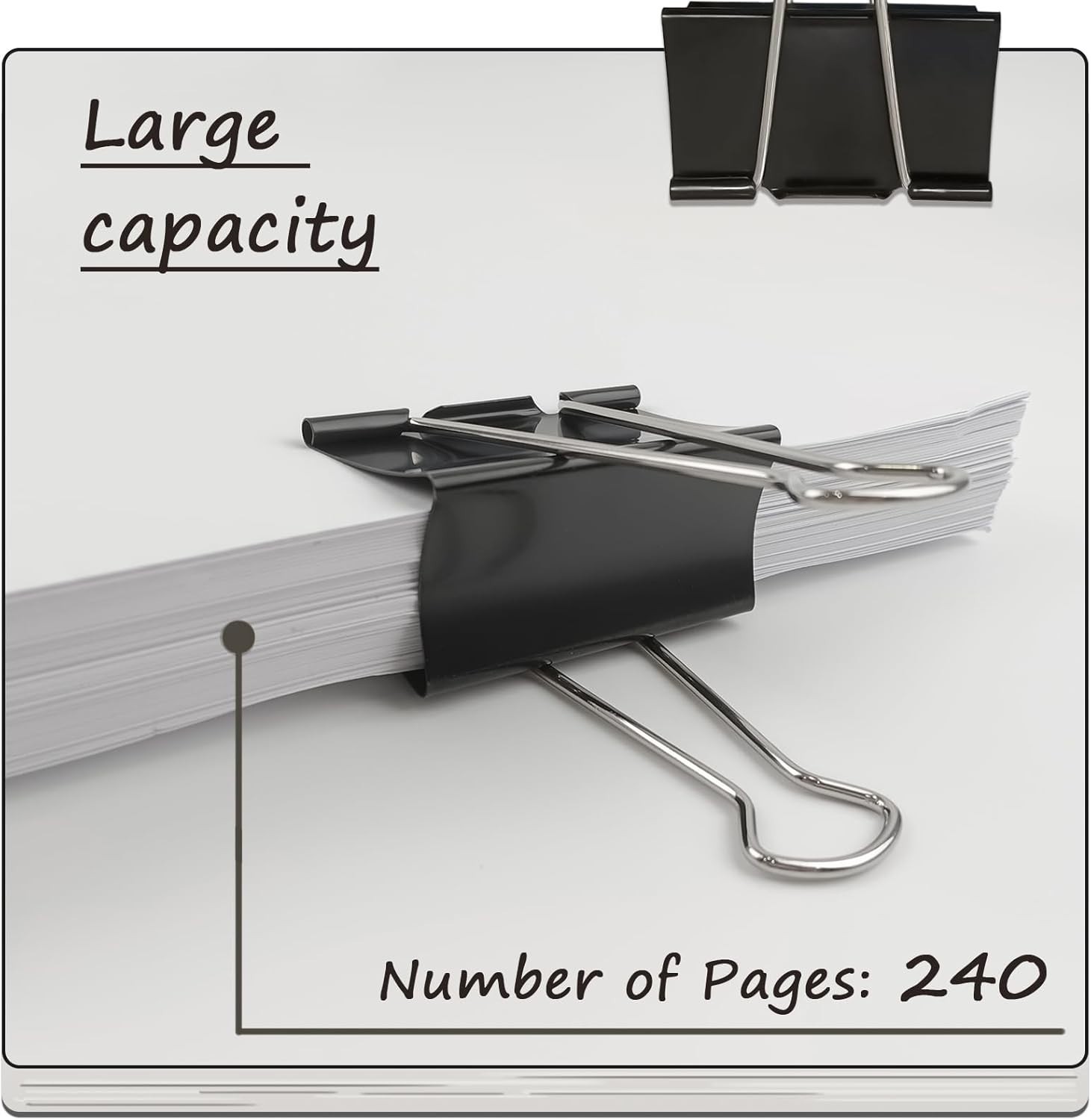 3-Inch Extra-Large DSTELIN Binder Clips – Heavy-Duty Black Paper Clamps, 75Mm Wi