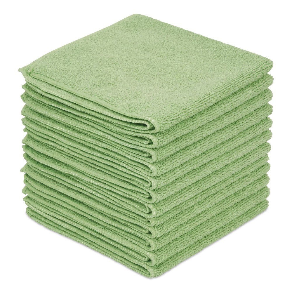 Boardwalk Microfiber Cloths, 12 x 12, Green, 12/Pack