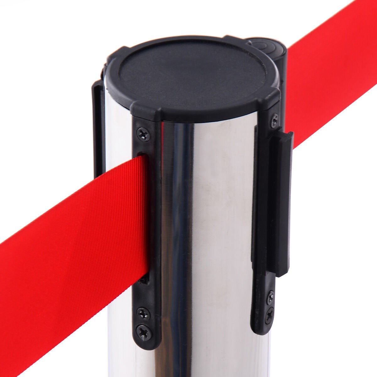 6Pcs Stanchion Posts Queue Pole Retractable Red Belt Crowd Control Barrier New