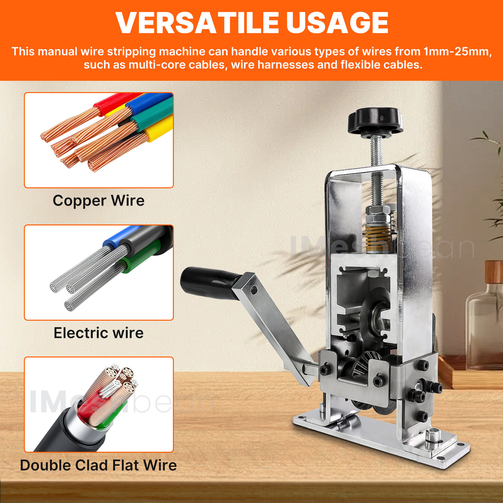 Manual Wire Stripping Machine Drill Powered Hand Crank Wire Stripper Tool 1-25MM