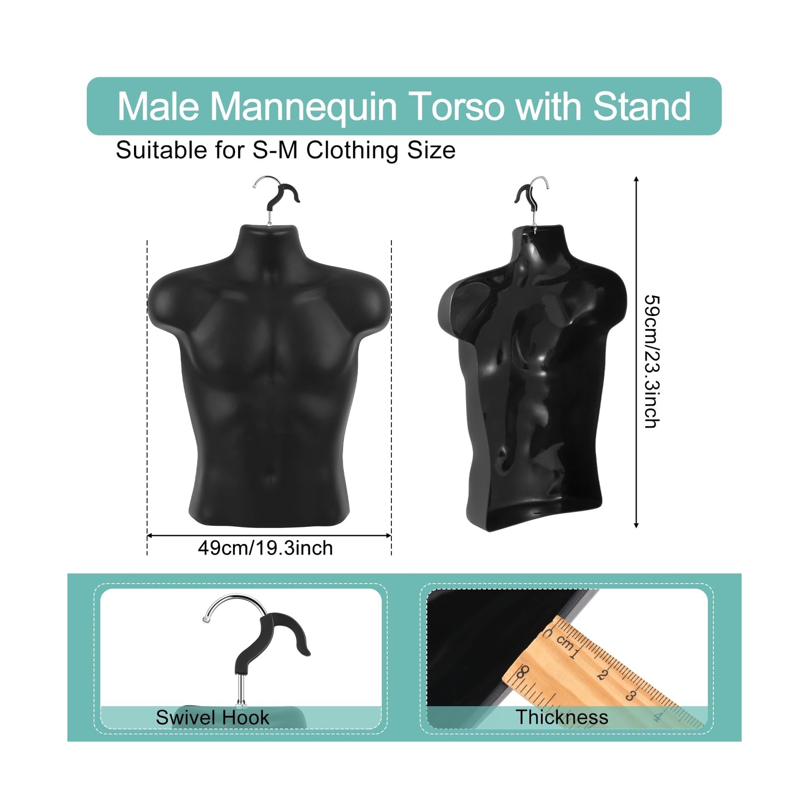Lallisa 12 Packs Male Mannequin Torso Dress Form Tshirt Display Half Maniquin…