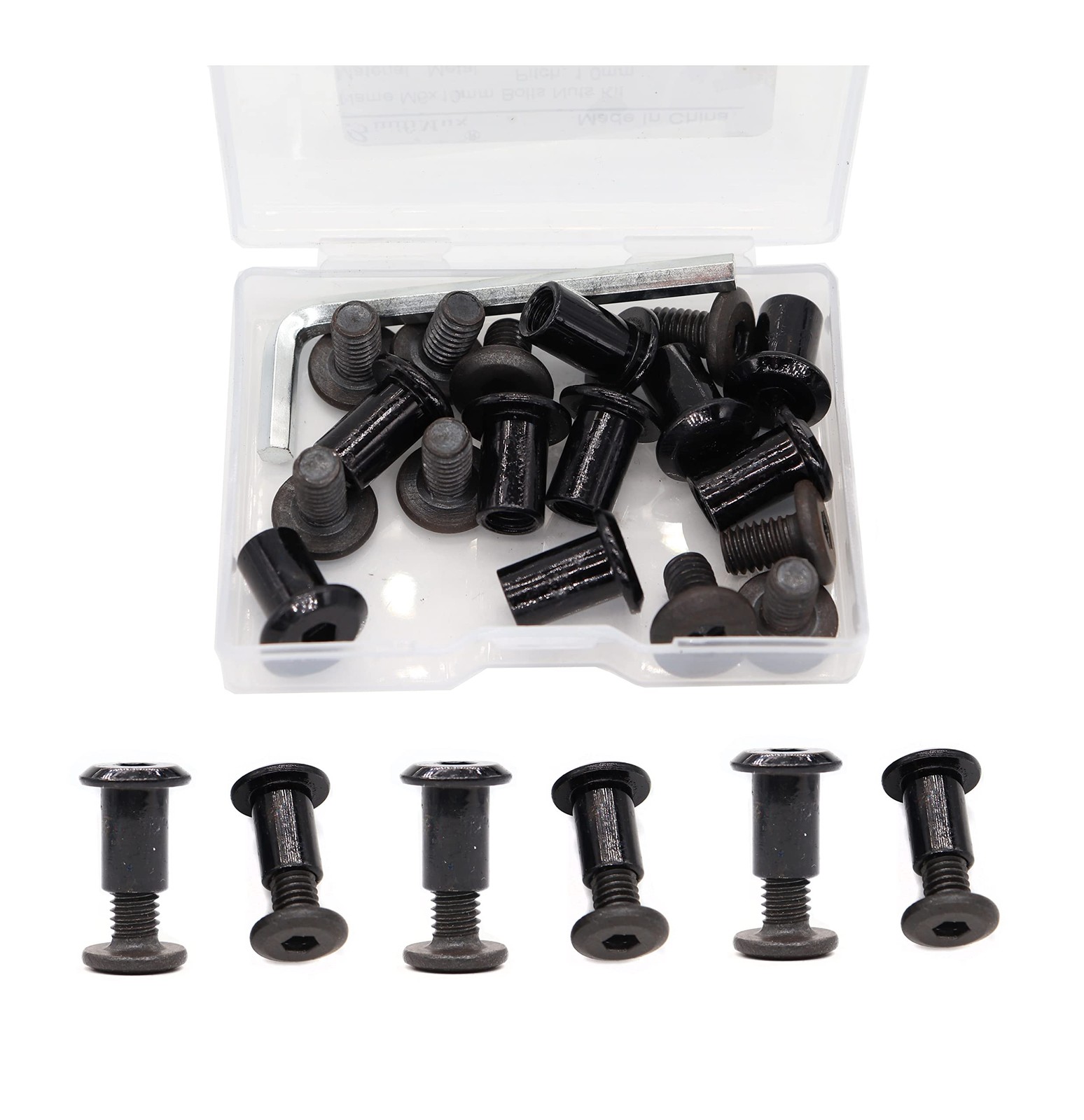 binifiMux 10-Pack M6 x 10mm Hex Socket Cap M6x15mm Black Bolts Connecting Cap…