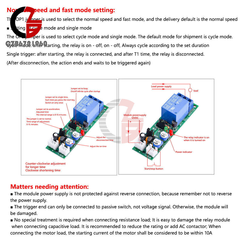 5V 12V 24V DC Infinite Cycle Delay Timer Relay Turn On-off Switch Loop Module