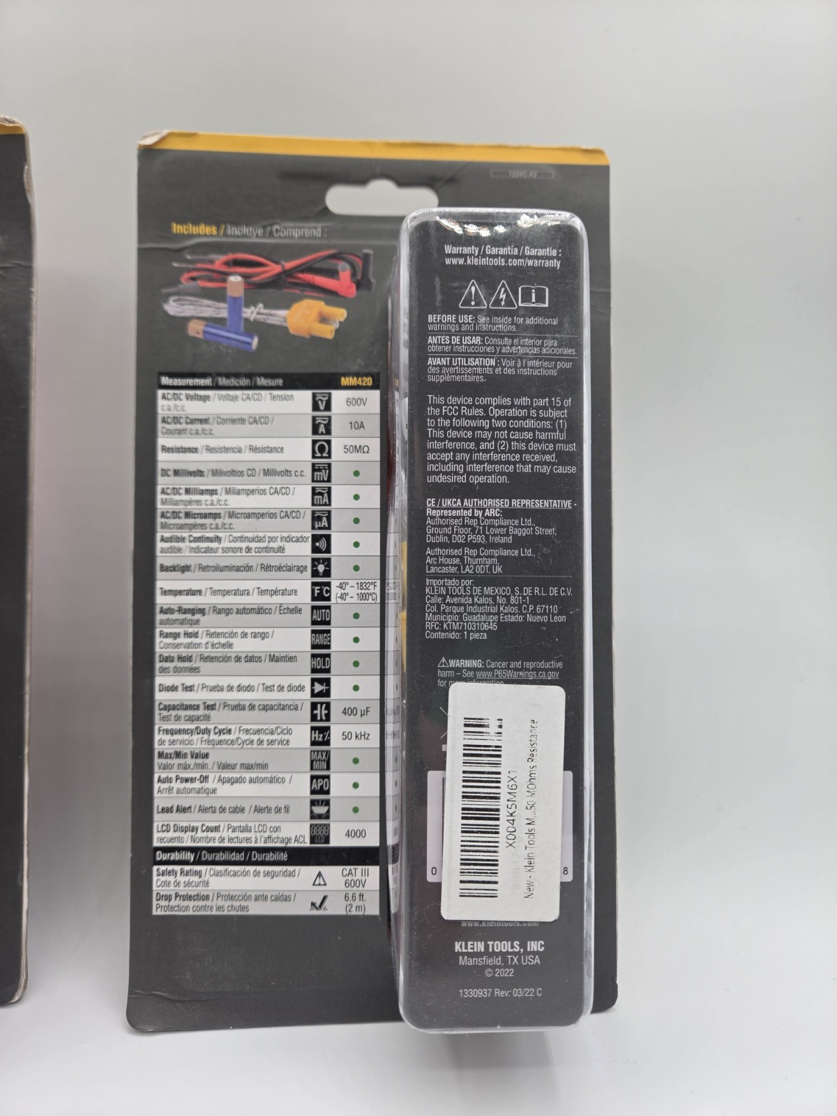 Klein Tools MM420 True RMS Digital Multimeter Auto-Ranging w/Test Leads **NEW**