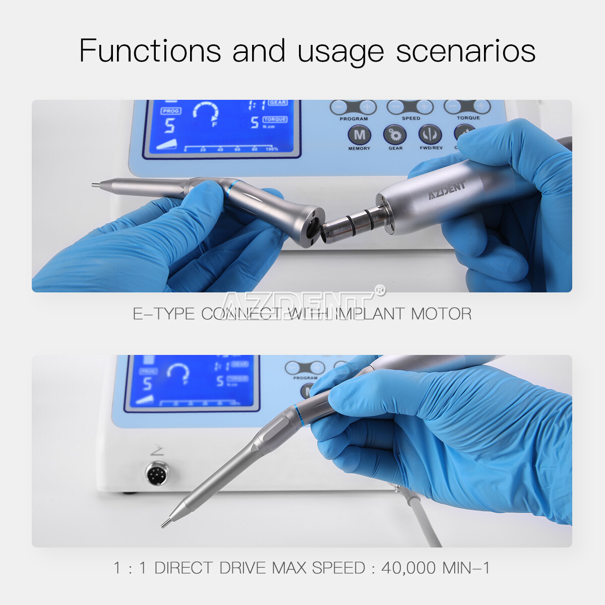 Dental 1:1 Surgical Operation 20° Straight Head Handpiece External Water Spray