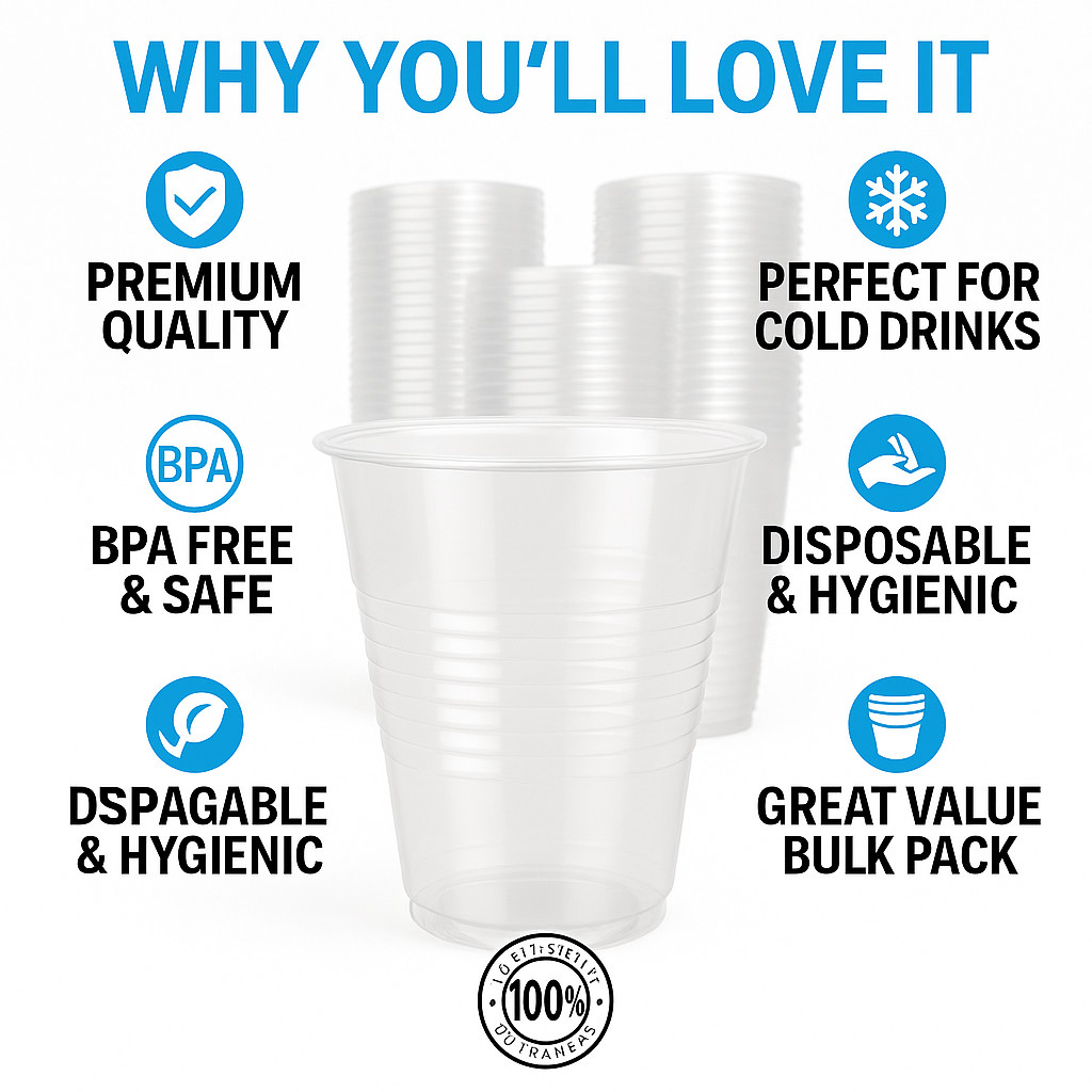 Metro Source 9 oz Clear Plastic Cups 960 Count Bulk | Durable Disposable PP Cups