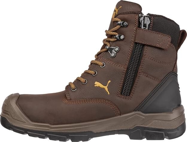 Puma Men’s 630915 Conquest 7″ Brown Waterproof Zip Soft Toe Work Boots Size 12