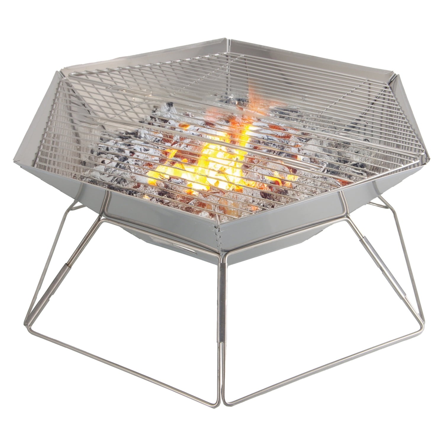 14-In. x 14-In. Stainless Steel Portable Folding Charcoal BBQ Grill and Outdoor