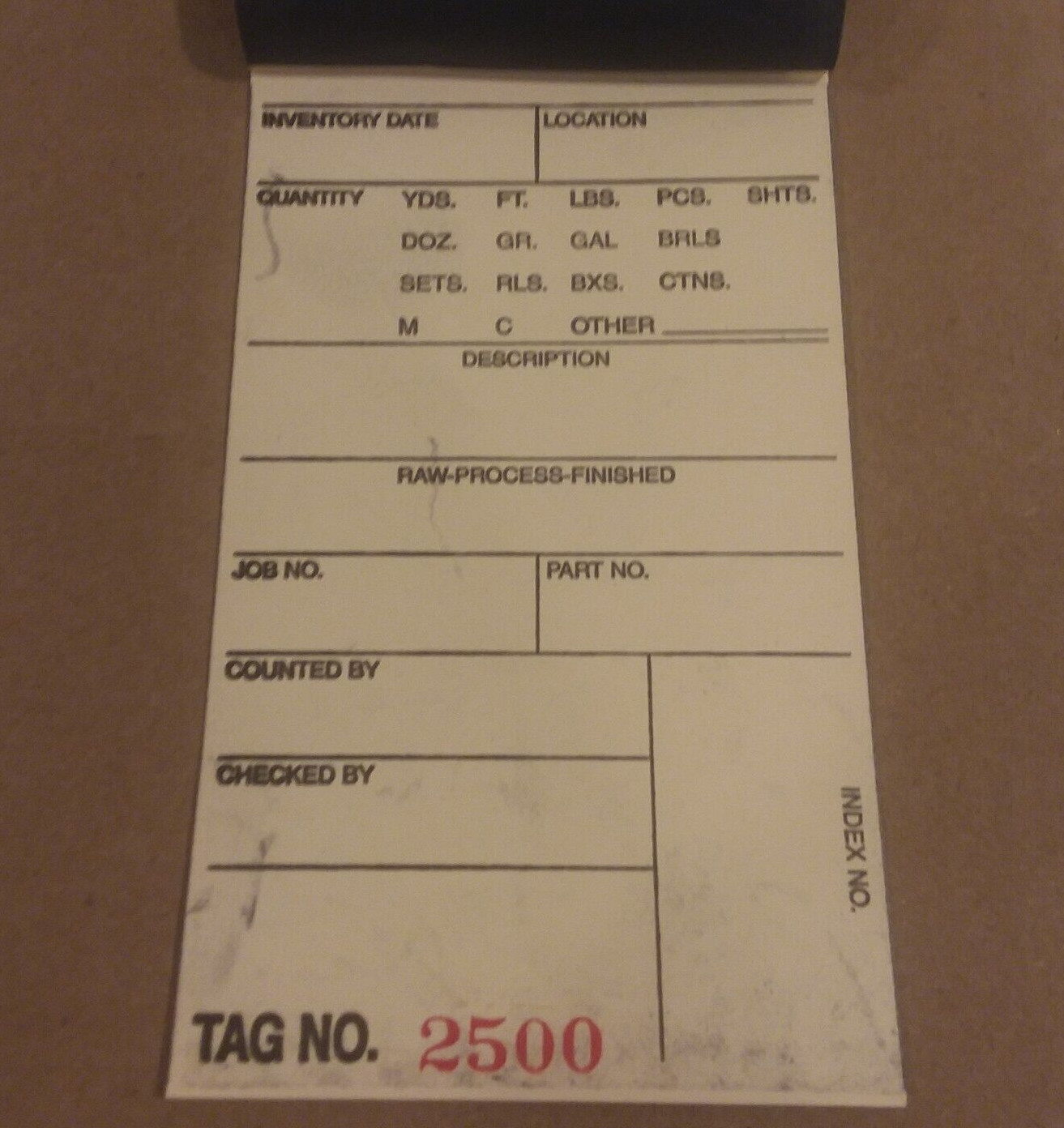 Box of 500 6 1/4″ x 3 1/8″ Inventory Tags 2-Part Carbonless 10 Pt #2500-2999