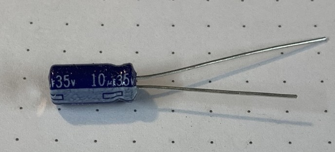10 uF ±20%, 35 VDC Electrolytic Capacitor, Matsushita (Panasonic) Brand, 1 Each