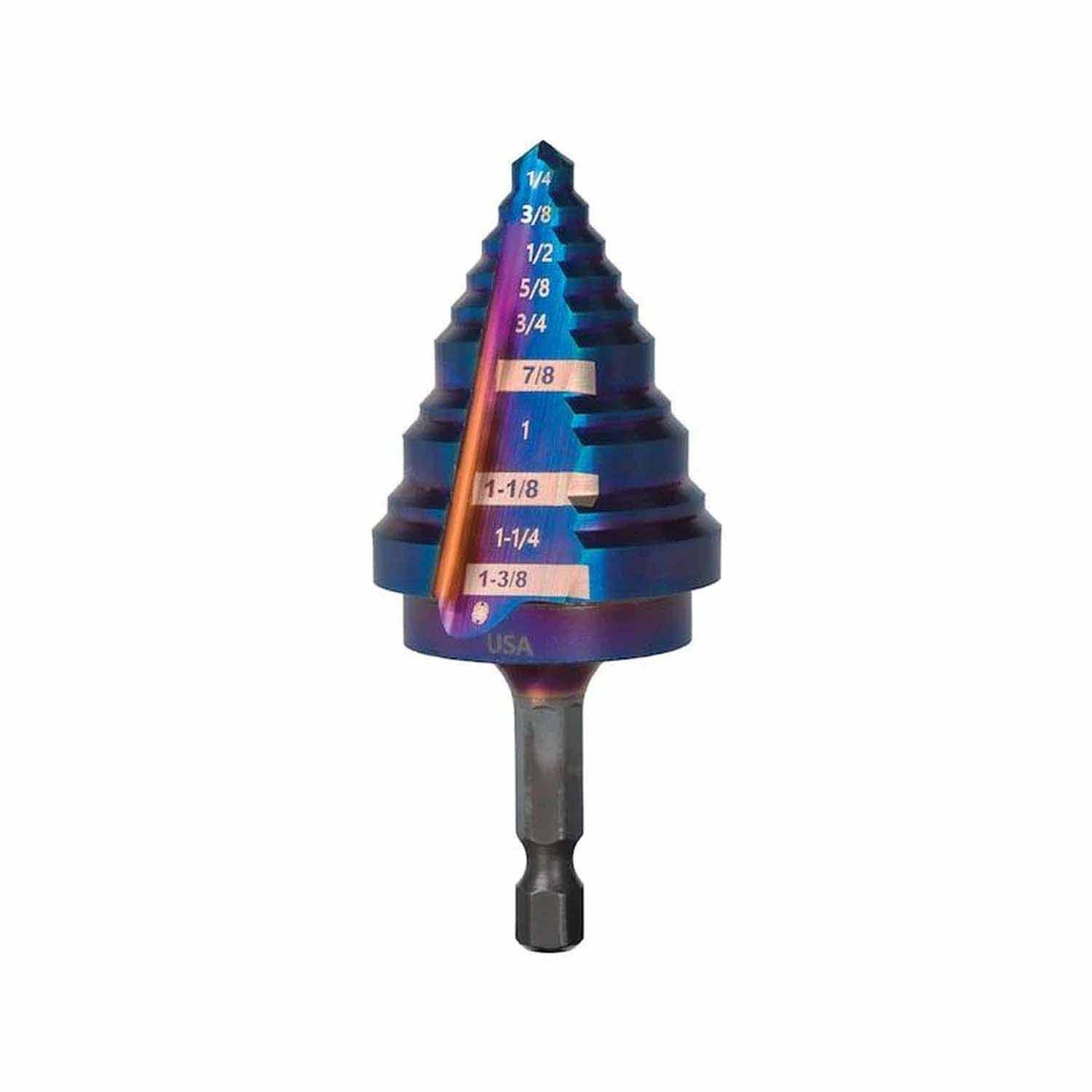 Spyder 19024 1/4 to 1-3/8″ Hex Shank 10-Step Drill Bit
