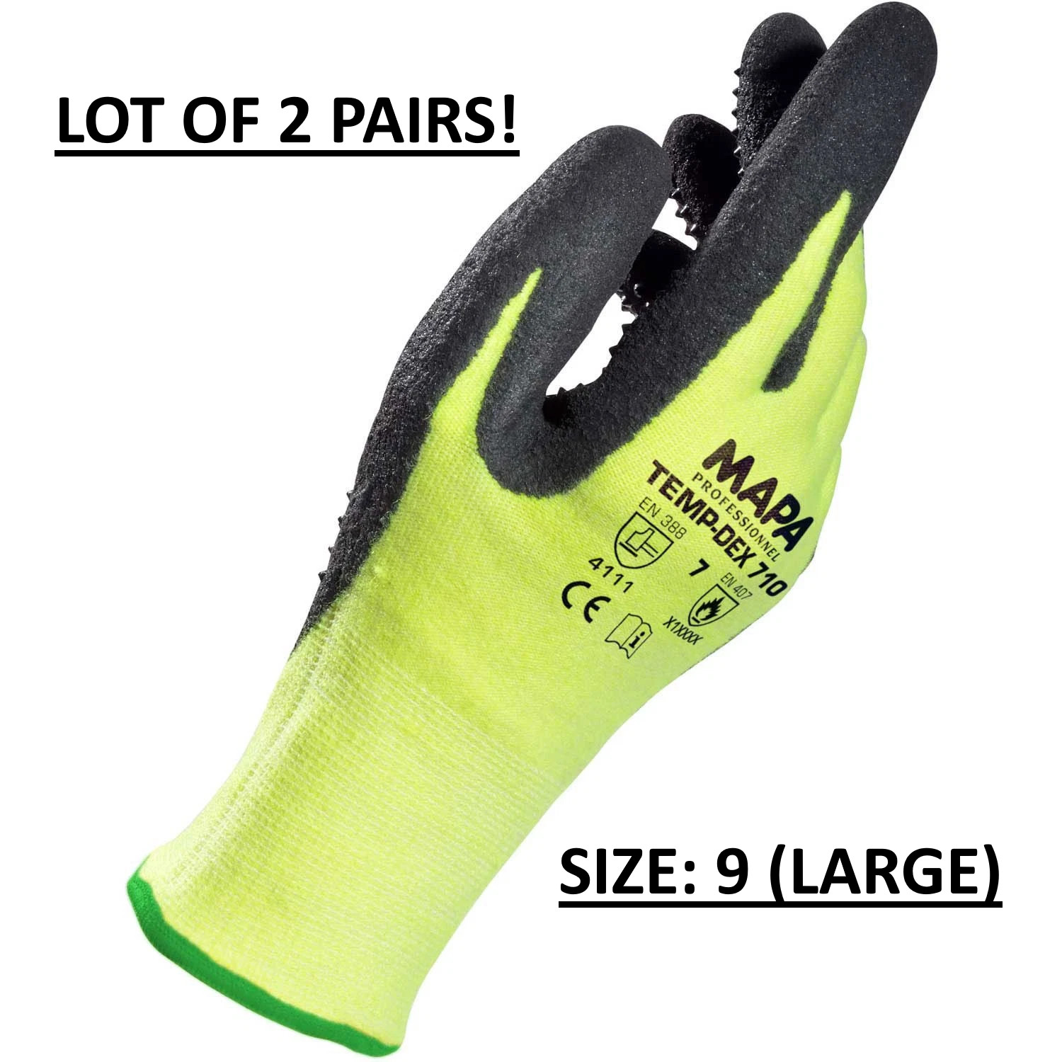 MAPA Temp-Dex 710 Nitrile Palm Coated Thermal Gloves w/ Dots Light Weight Size 9