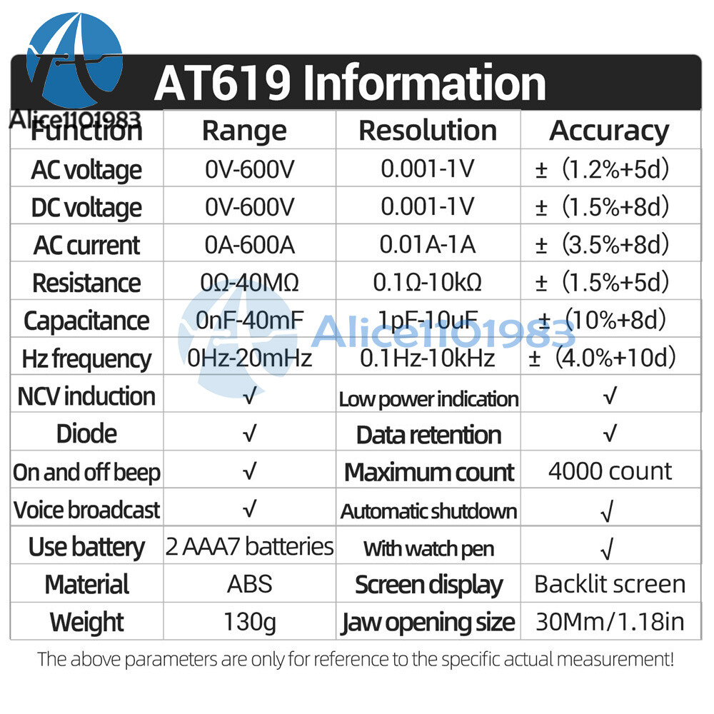 ANENG AT619 Digital Voice Broadcast Multimeter Professional AC DC Clamp Meter