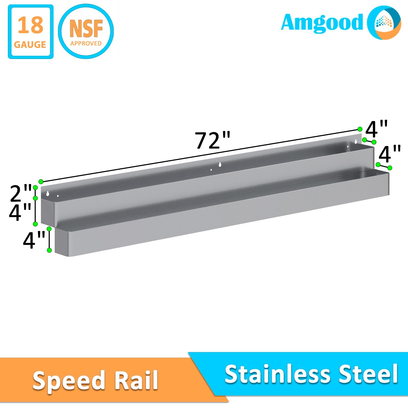 72 in. Double Tier Stainless Steel Speed Rail