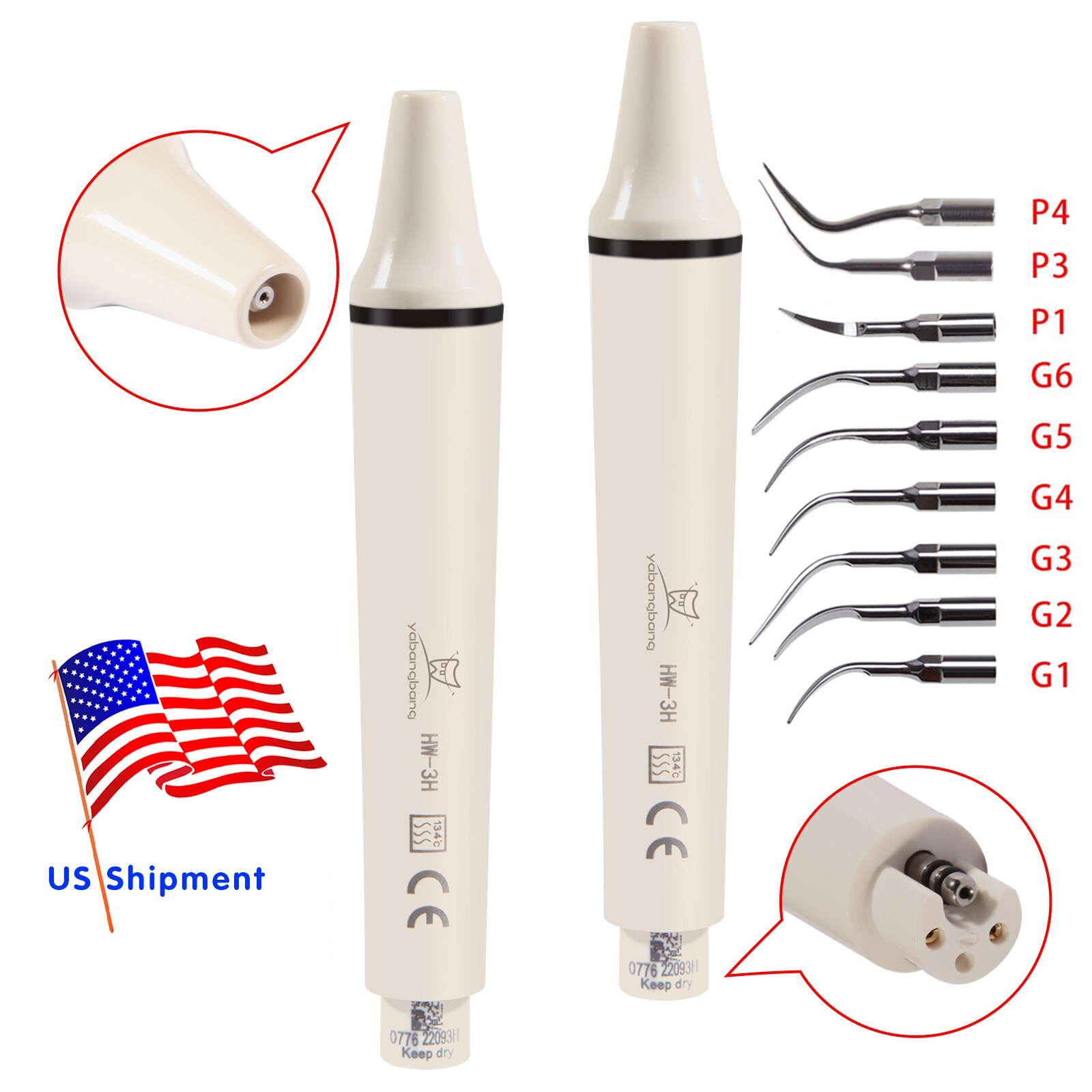 Piezo Scaler Dental Ultrasónico Pieza de Mano WOODPECKER EMS Cavitron/ 10*Puntas