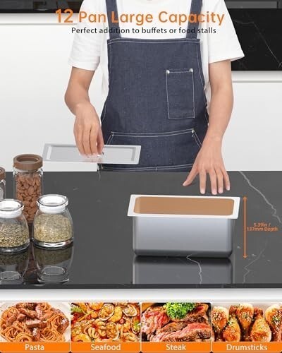 96QT Steam Table 12x8QT Electric Commercial Food Warmer 12 Pan with Wheel 1500W