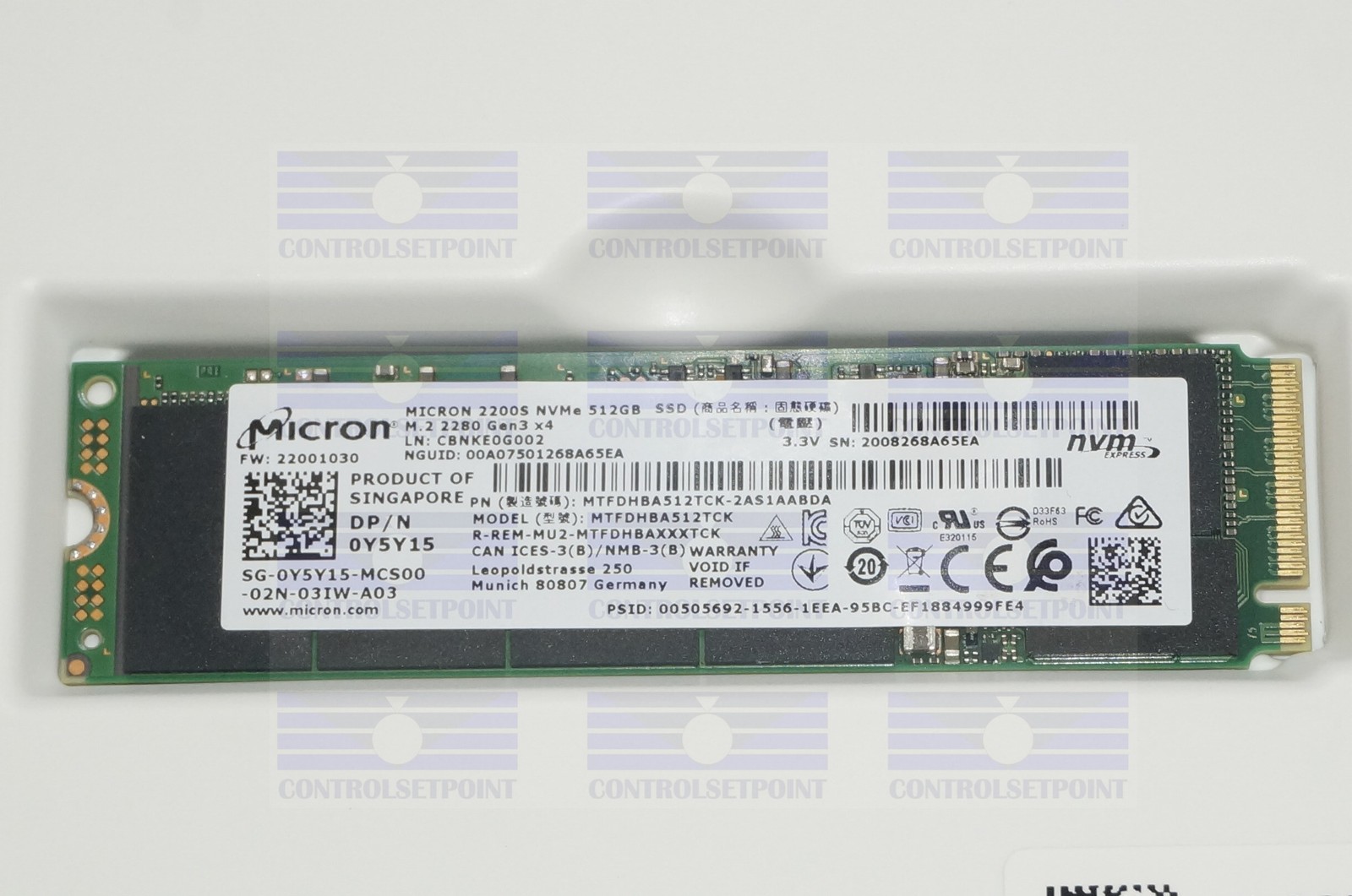 MICRON 2200S MTFDHBA512TCK 512GB M.2 NVME SSD SOLID STATE DRIVE