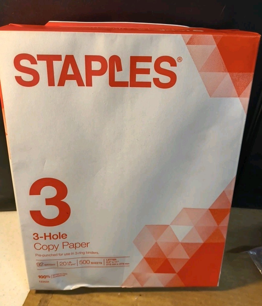 122531 8.5×11 Pre Punched 3 Holes Copy Paper 20 Lbs. 92 Brightness 500/Ream