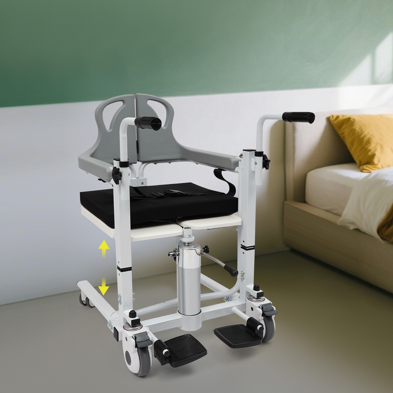 136kg/299.83lbs Patient Lift Nursing Chair Patient Hydraulic Transfer Wheelchair
