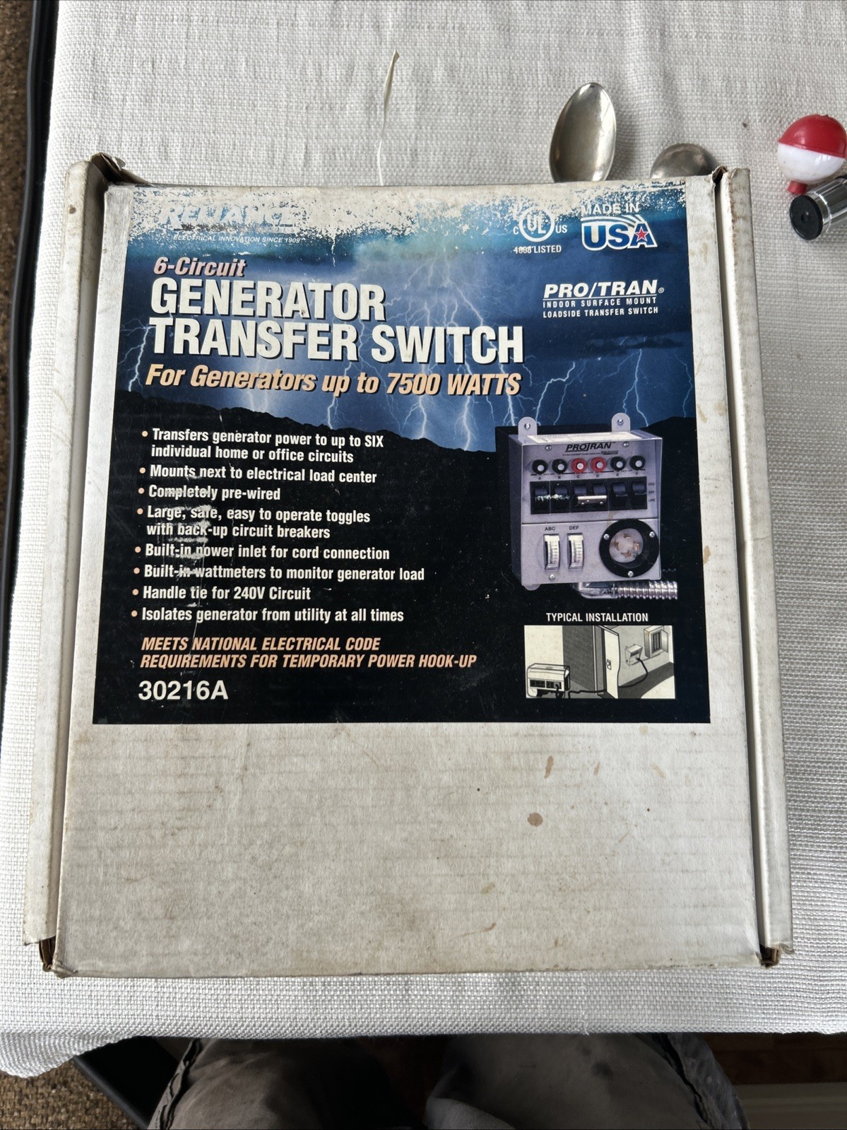 Reliance Controls 30216A Generator Transfer Switch 7500 W 6-circuit