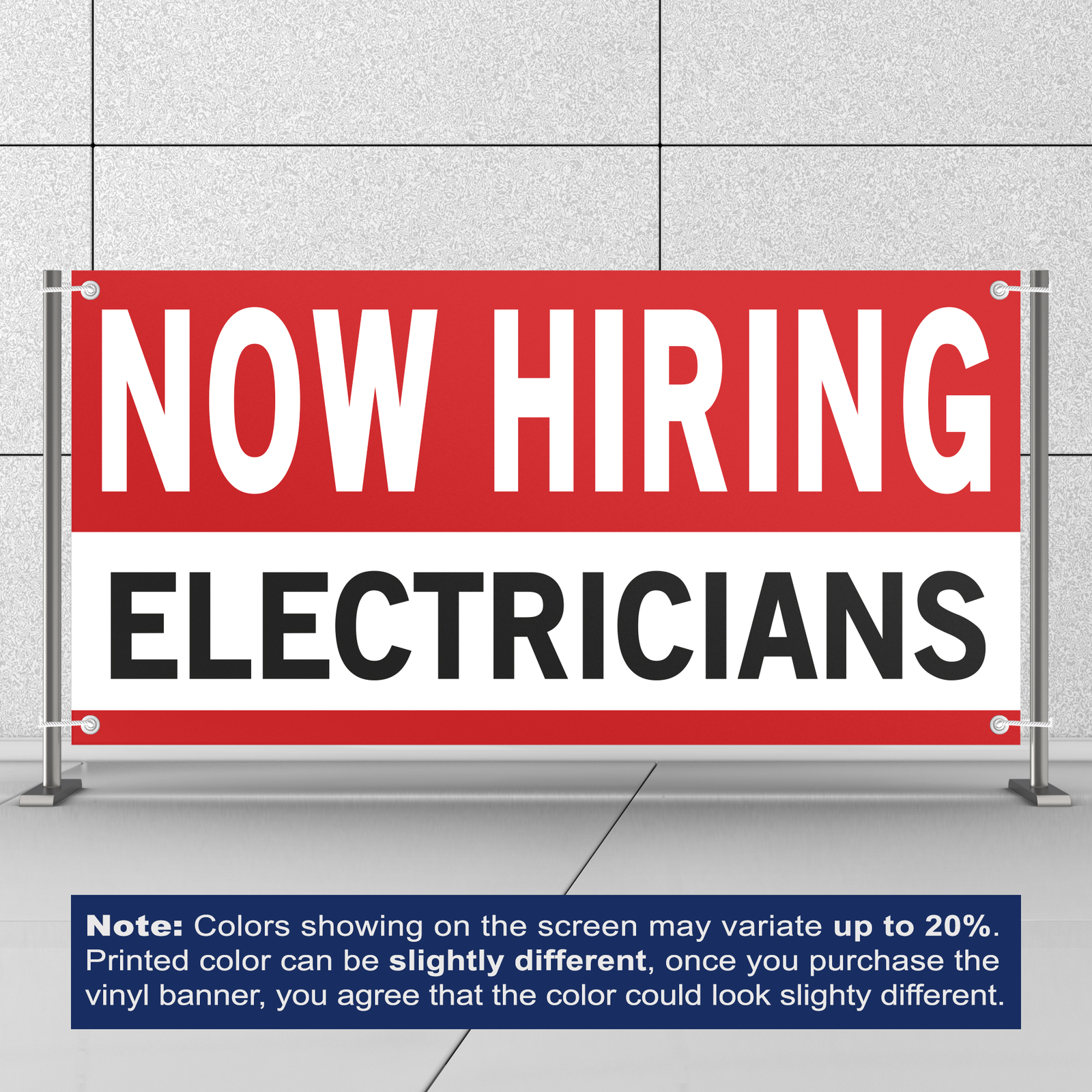 Now Hiring Electricians 13 oz Heavy Duty Vinyl Banner Jobs Available Help Wanted