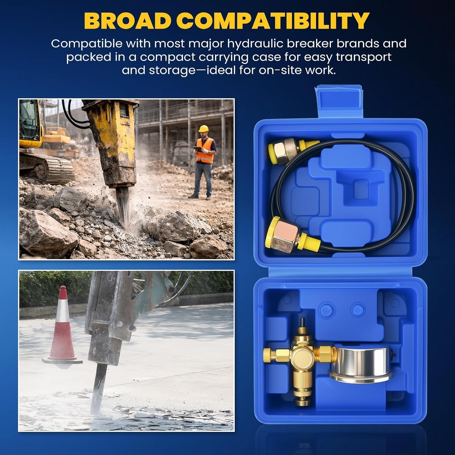Pro Hydraulic Breaker Nitrogen Charging Kit with 0-1420 PSI Pressure Gauge