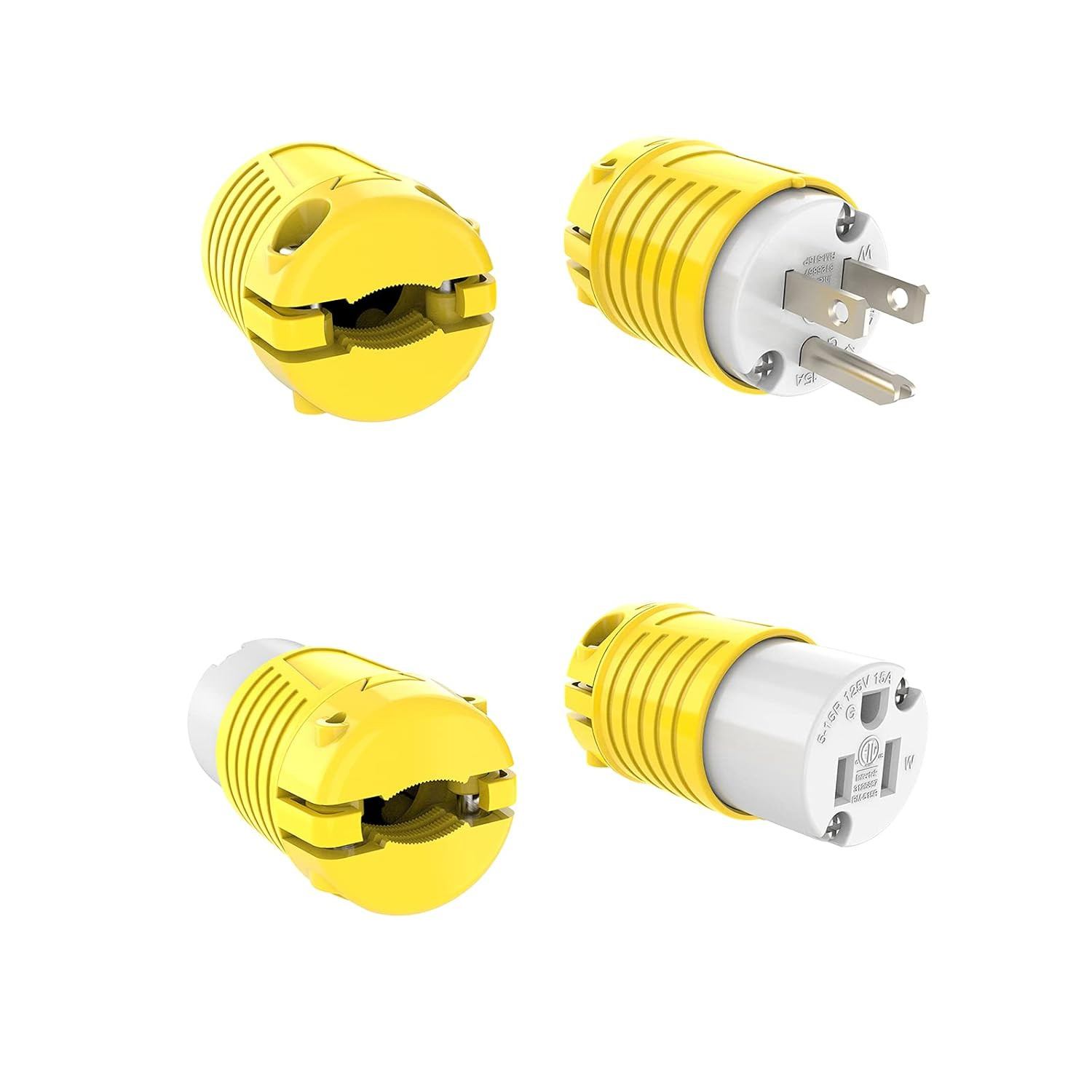 6 Pack Nema 5-15P Replacement Electrical Plugs 15A 125V For Extension Cords