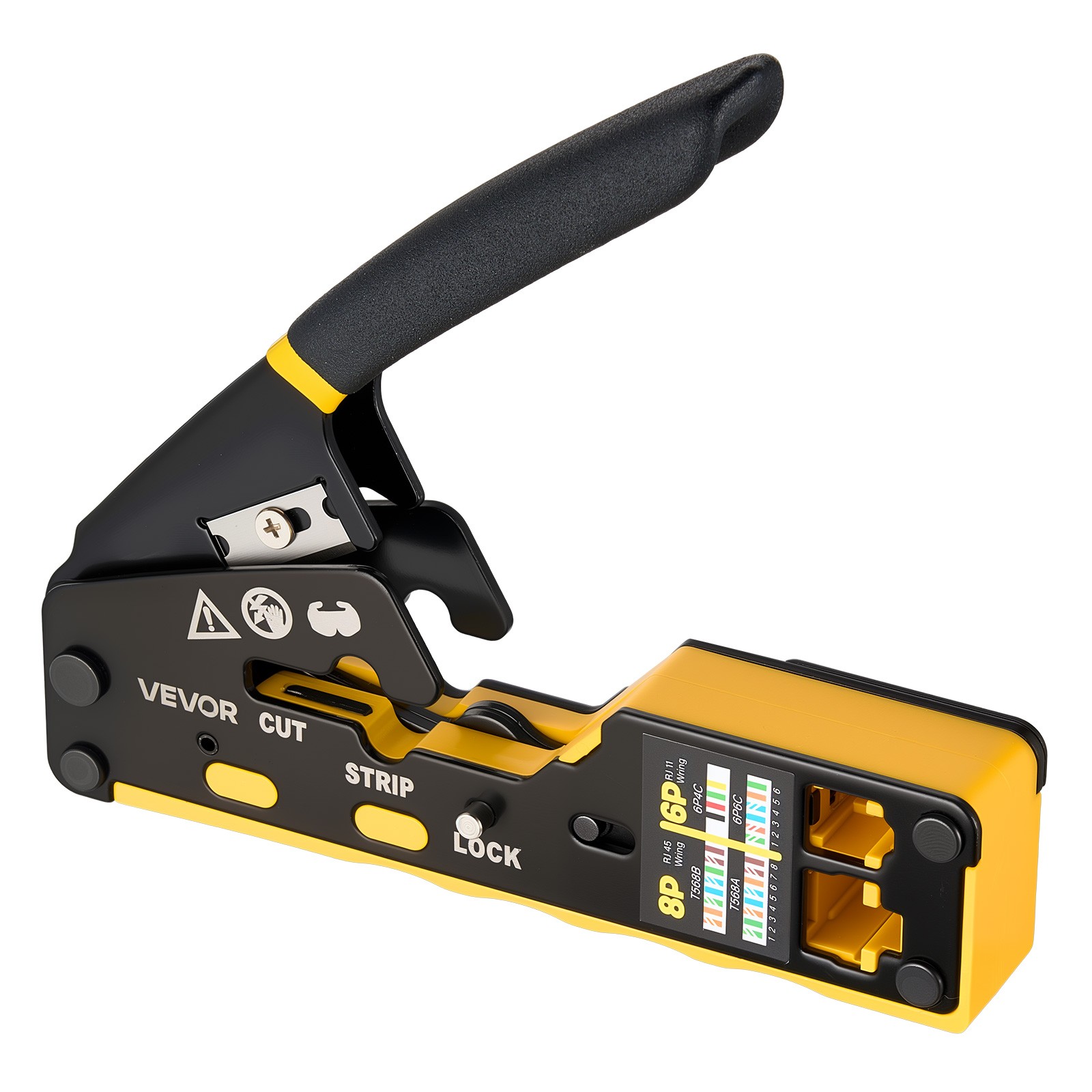 VEVOR Crimping Tool Ethernet Crimper for RJ45/RJ11/RJ12 4/6/8-Pin Modular Plugs