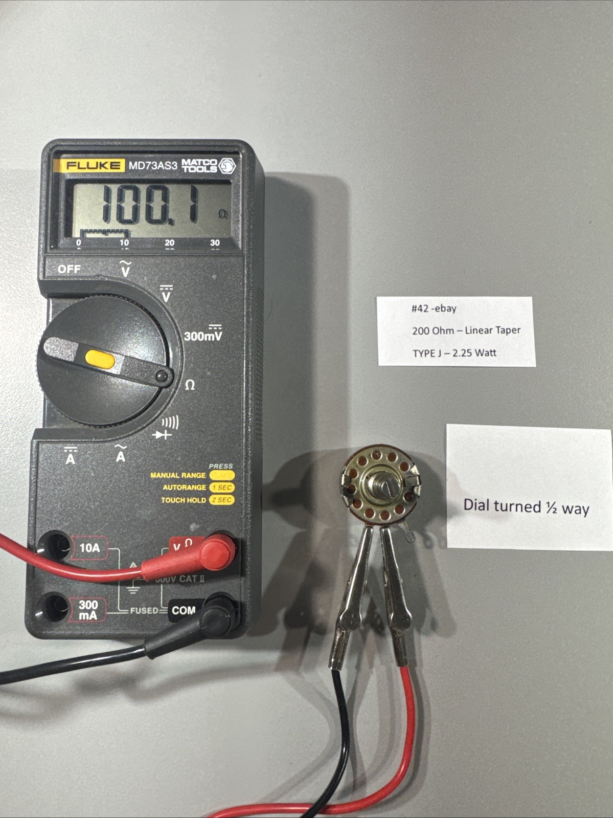 NOS Allen-Bradley TYPE J 200 Ohm Linear Taper Potentiometer USA #42