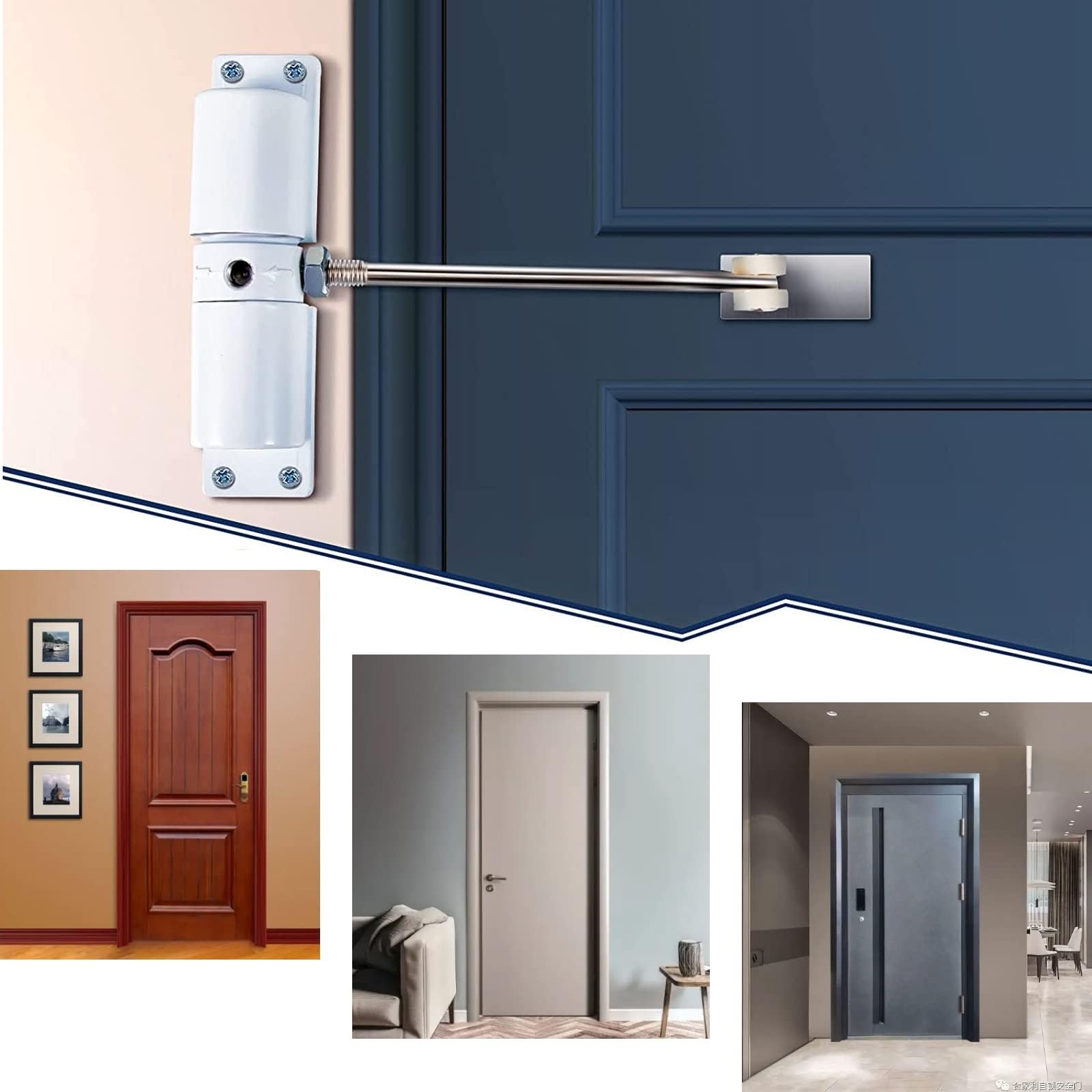 Automatic Door Closer, Zinc Alloy Safety Spring Door Closer Adjustable 30 kg Clo
