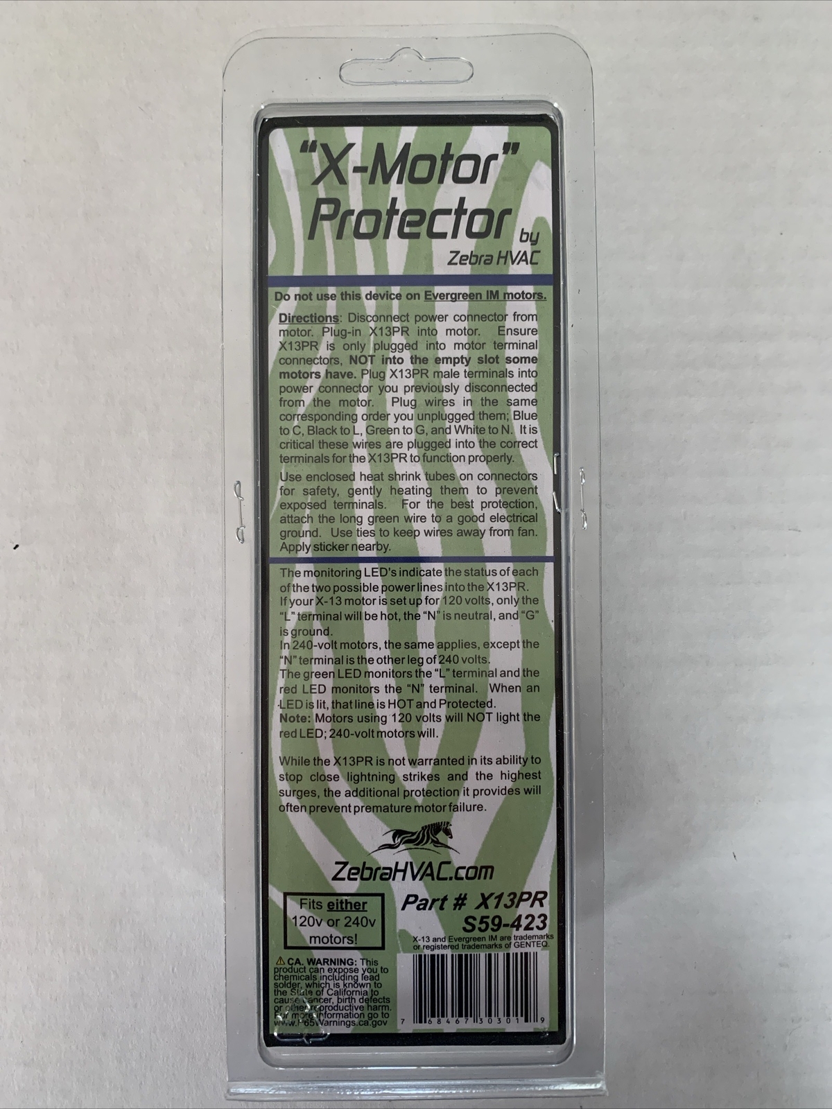 Zebra HVAC X-13 & X-motor Protector X13PR