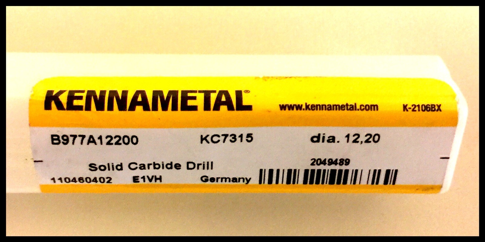 Kennametal B977A12200 KC7315 12.200MM 5X Ø UNIVERSAL Carbide Drill TiAlN COATED