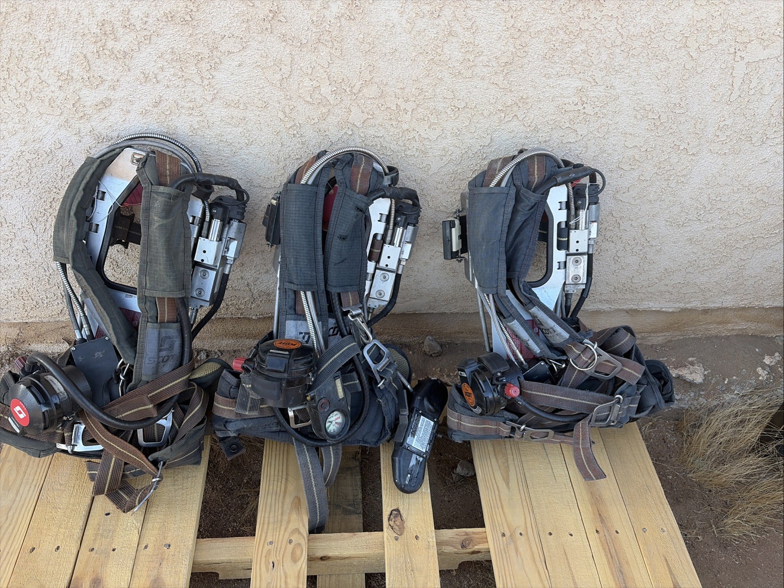 3 Scott 4.5 Harness AirPak Plus EZ Flo Air Supply Firefighter For Parts Repair