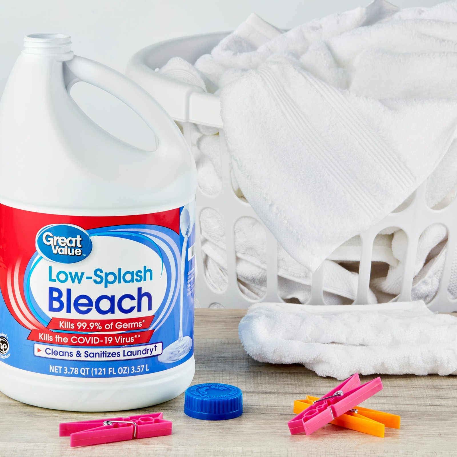 Great Value Concentrated Low Splash Bleach Regular, 121 floz