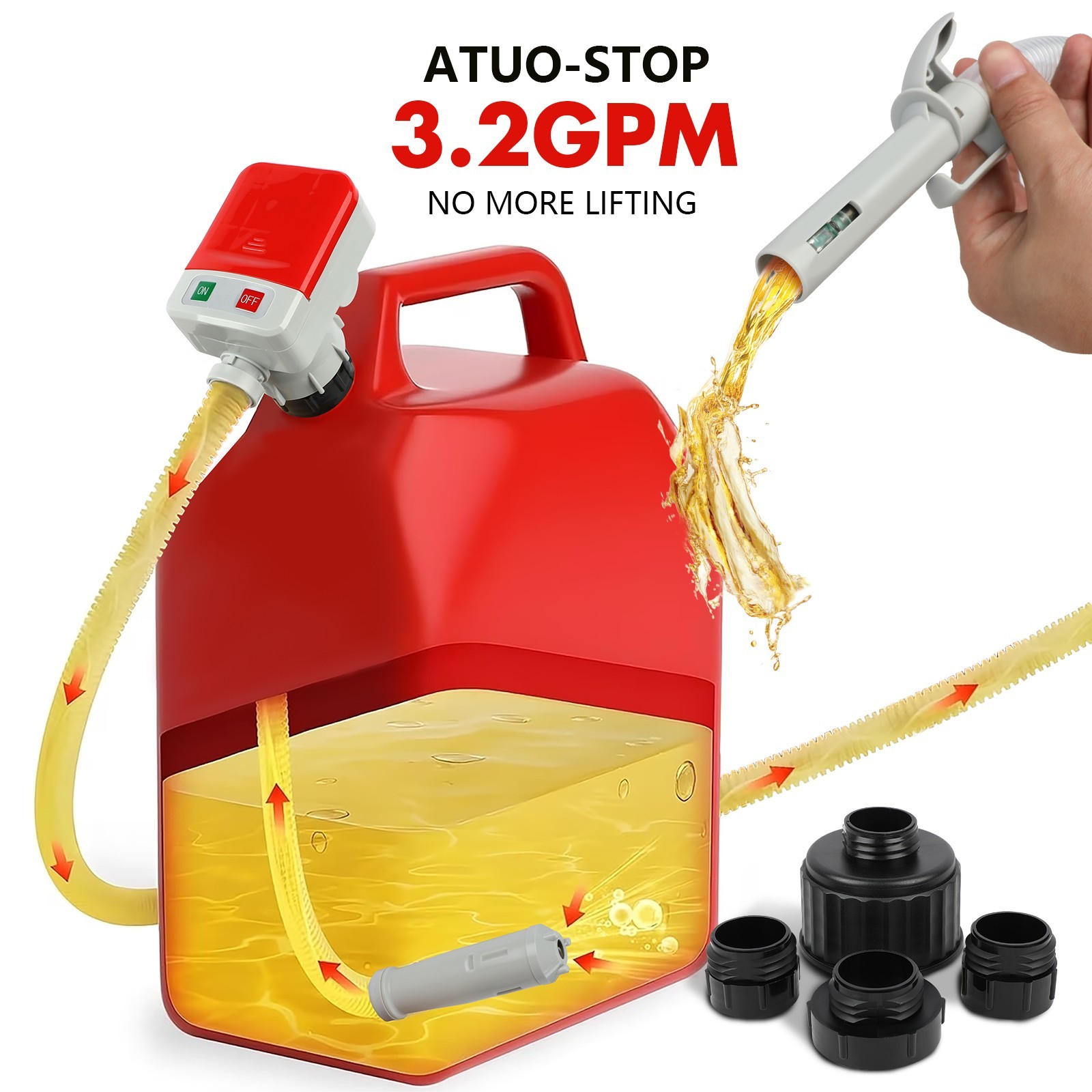 Automatic Fuel Transfer Pump with Auto-Stop, Battery Powered Fuel Transfer Pump