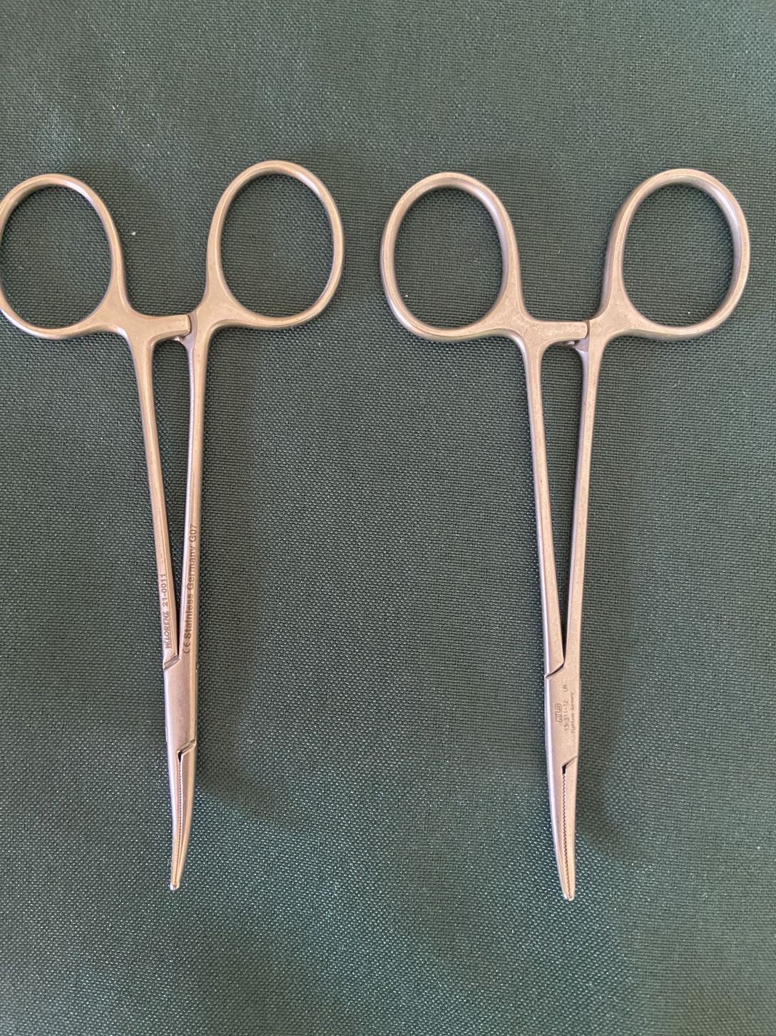 9 Used Medical Forceps 1 Gold Handle Lorenz H&H Co KLS Curved Straight Stainless