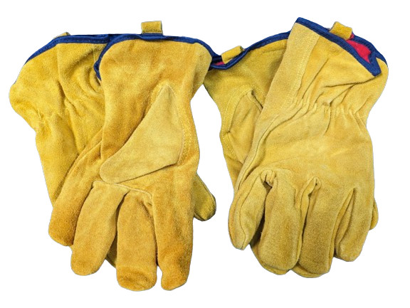Lined 100% Split Cowhide Leather Gloves Driving, Construction, Farming XL 2 Pack