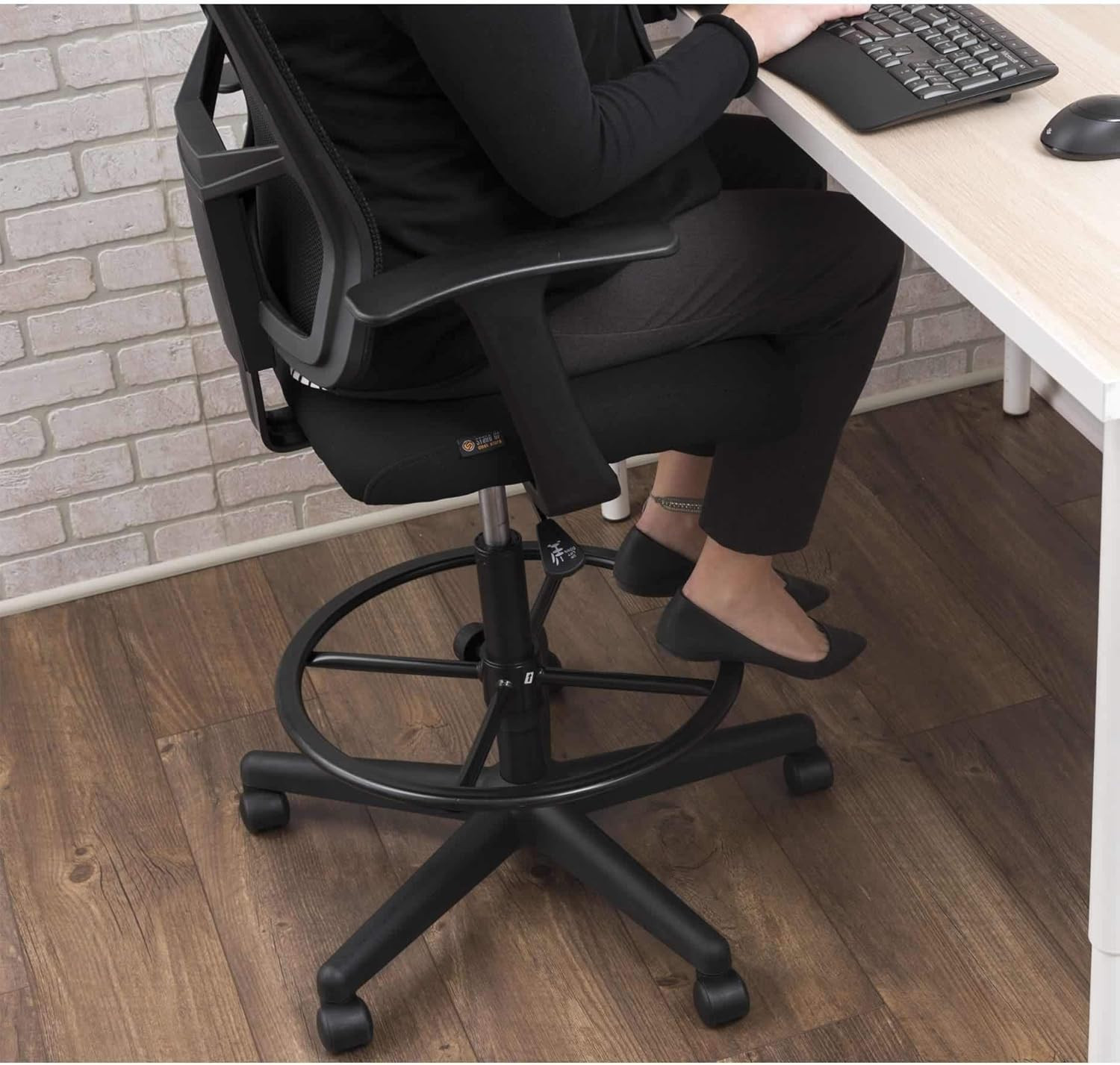 Sit to Stand Drafting Task Stool Chair for Standing Desks with Adjustable Footre