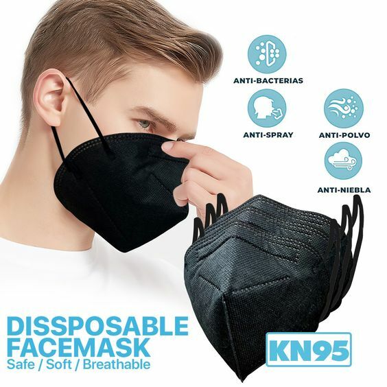 Desechable 1-200 Mascarilla negra KN95 5 capas Aprobación CE FFP2 BFE 95% PM 2.5