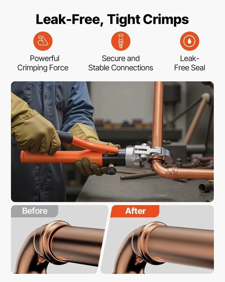 Copper Pipe Crimping Tool Hydraulic Driven Press Tool with 8 Jaws